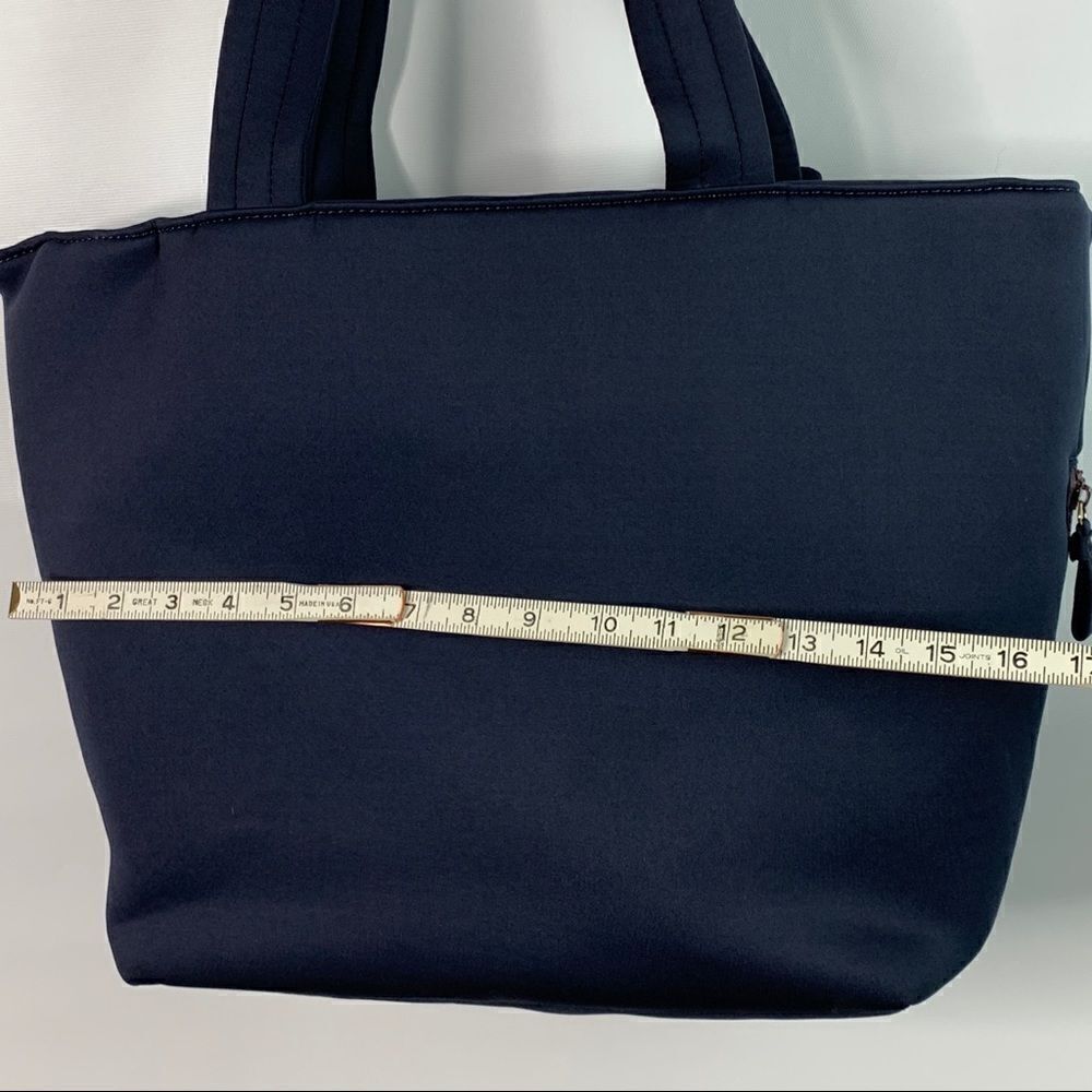 Stella & Dot Navy Blue Bow Front Nylon Tote Bag purse organizer designer - Picture 10 of 11